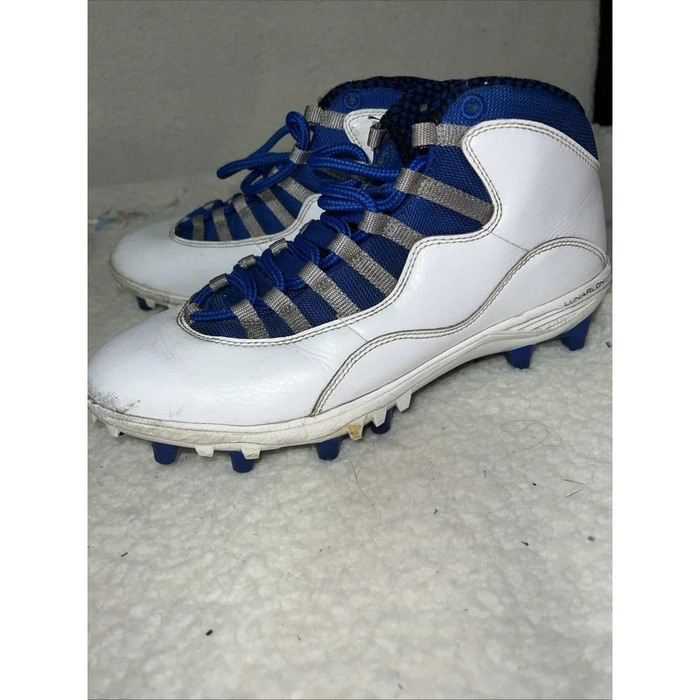 Nike Air Jordan‎ 10 TD Football Cleats Blue White Men's Size 9.5 US CQ2073-104
